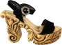 Dolce & Gabbana Black Gold Baroque Velvet Heels Crystal Shoes Zwart Dames - Thumbnail 1