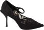 Dolce & Gabbana Black Lace Crystals Heels Mary Jane Pumps Shoes Zwart Dames - Thumbnail 1