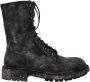 Dolce & Gabbana Black Leather Combat High Boots Shoes Zwart Heren - Thumbnail 1