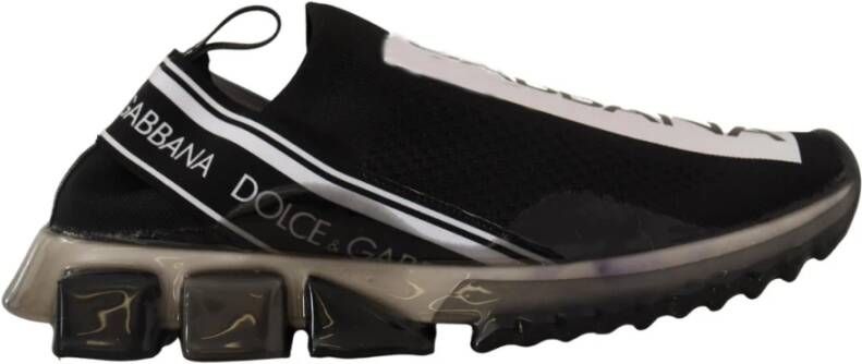 Dolce & Gabbana Black White Sorrento Sport Stretch Sneakers Zwart Heren