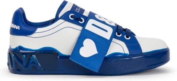 Dolce & Gabbana Blauw & Wit Lage Sneakers