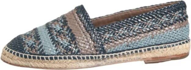 Dolce & Gabbana Blauw Grijs Geweven Leren Espadrilles