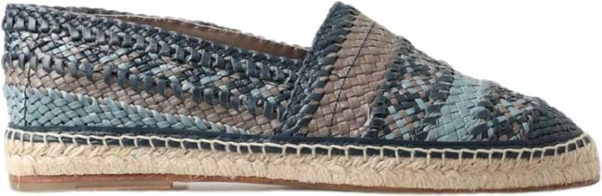 Dolce & Gabbana Blauw Grijs Leren Buffalo Espadrille Schoenen Multicolor Dames