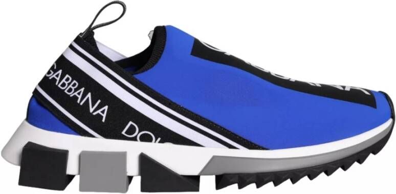 Dolce & Gabbana Blauw Zwart Lage Top Logo Sneakers Blue