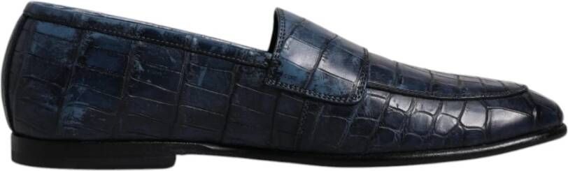 Dolce & Gabbana Blauwe exotische leren mocassin instapschoenen