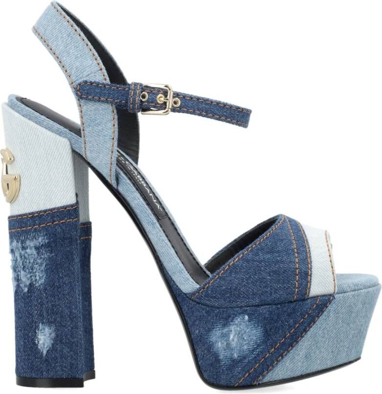 Dolce & Gabbana Blauwe Gesloten Keira Plateau Sandalen Blue Dames