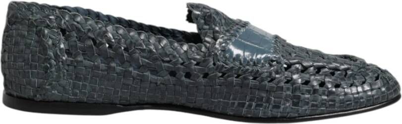 Dolce & Gabbana Blauwe Geweven Raffia Instaploafers