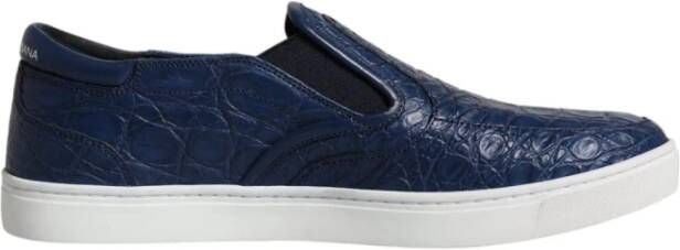 Dolce & Gabbana Blauwe Krokodillenleren Sneakers met Rubberen Zool