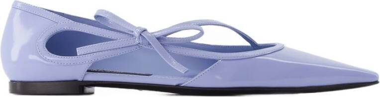 Dolce & Gabbana Blauwe Kalfsleren Slip-On Ballerina's Blue Dames