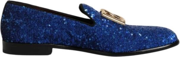 Dolce & Gabbana Blauwe Loafers met Pailletten voor Mannen