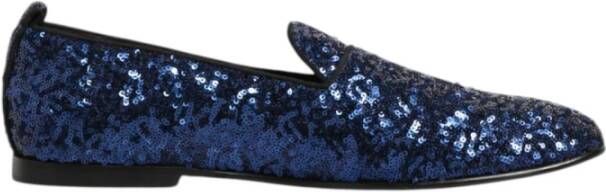 Dolce & Gabbana Blauwe Loafers Pantoffels met Pailletten