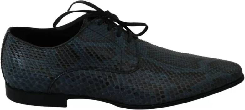 Dolce & Gabbana Blauwe Python Leren Veterschoenen