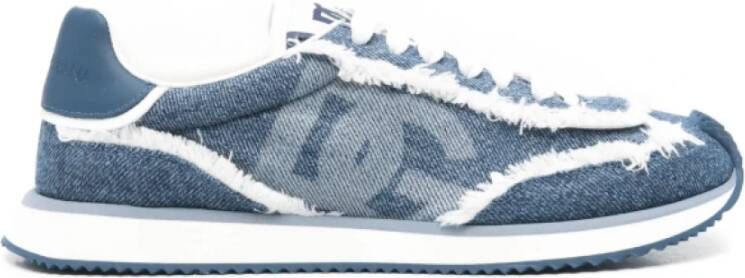 Dolce & Gabbana Blauwe Sneakers met Front Lace-Up