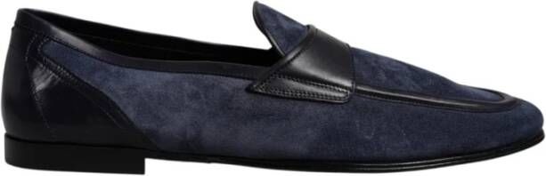 Dolce & Gabbana Blauwe Suède Mocassin Instappers