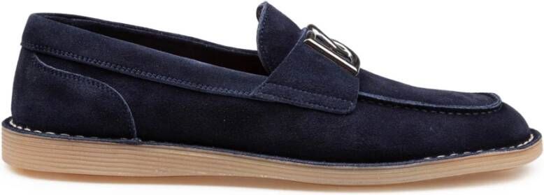 Dolce & Gabbana Blauwe Suède Mocassin met DG Logo