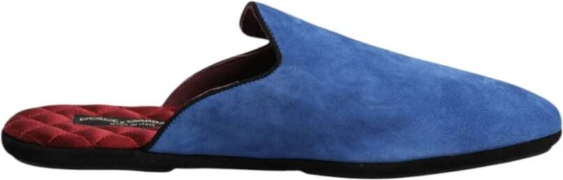 Dolce & Gabbana Blauwe Suède Slides Platte Schoenen