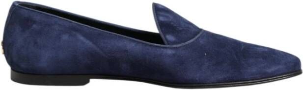 Dolce & Gabbana Blauwe Velvet DG Logo Loafers