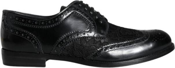 Dolce & Gabbana Bloemen Brogue Wingtip Leren Schoenen