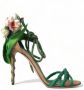Dolce & Gabbana Bloemen Satijnen Hak Sandalen Green Dames - Thumbnail 1