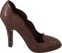 Dolce & Gabbana Bloemenkristalhakken Cinderella Stijl Brown Dames - Thumbnail 1