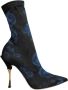 Dolce & Gabbana Bloemenprint Stiletto Mid Calf Laarzen Blue Dames - Thumbnail 1
