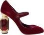 Dolce & Gabbana Bordeaux Goud Fluweel Mary Jane Hakken Red Dames - Thumbnail 6