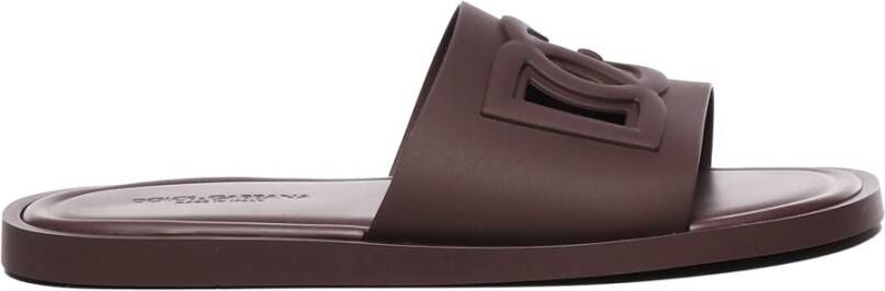 Dolce & Gabbana Bordeaux Sandalen met Logo Gemaakt in Italië