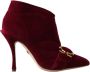 Dolce & Gabbana Bordeauxrode Velvet Enkellaarzen met Ritssluiting Red Dames - Thumbnail 9