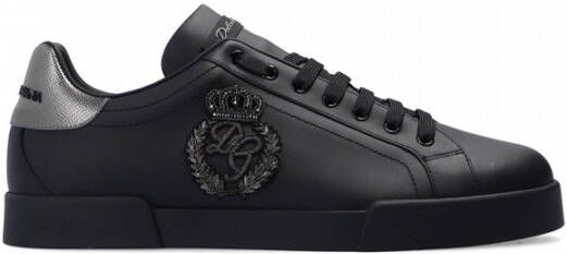 Dolce & Gabbana Statement Leren Sneakers Black Heren