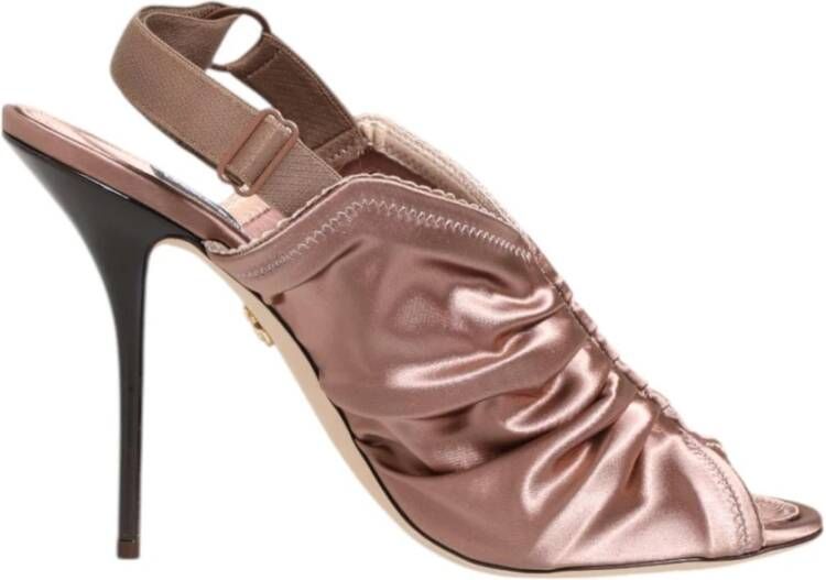 Dolce & Gabbana Bronzen Satijnen Gerimpelde Slingback Sandalen - Foto 2