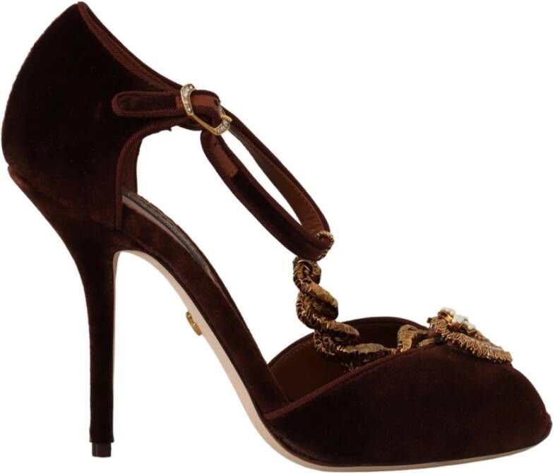 Dolce & Gabbana Brown Coppar Devotion Heart Sandals Shoes Bruin Dames