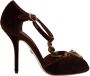 Dolce & Gabbana Maroon Velvet Devotion Heart Hakken Sandalen Brown Dames - Thumbnail 1