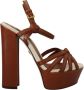 Dolce & Gabbana Bruin Leren Plateau Sandaal - Thumbnail 1