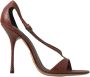 Dolce & Gabbana Bruin Leren Strappy Hakken Sandalen Brown Dames - Thumbnail 13
