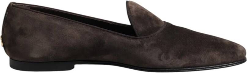 Dolce & Gabbana Bruin Velvet Leren Instaploafers