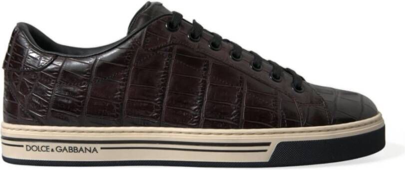 Dolce & Gabbana Bruine Croc Leren Casual Sneakers Brown Dames