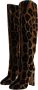 Dolce & Gabbana Bruine Giraffe Fluweel Leren Kniehoge Laarzen Brown Dames - Thumbnail 1