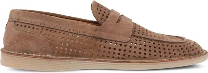 Dolce & Gabbana Bruine Instap Geperforeerde Penny Slot Schoenen