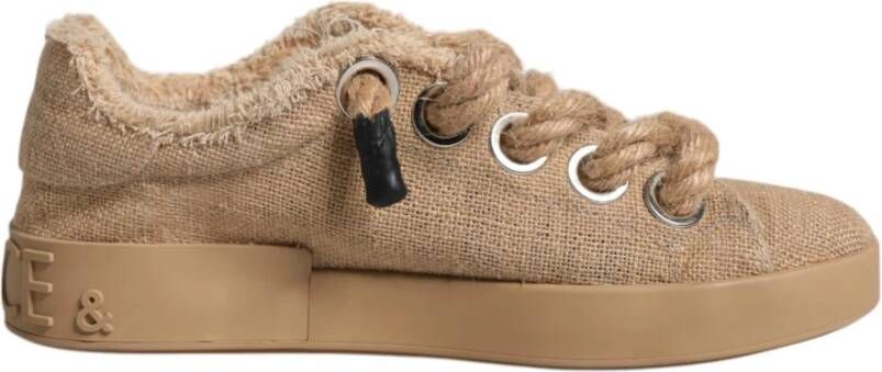 Dolce & Gabbana Bruine Jute Lage Sneakers