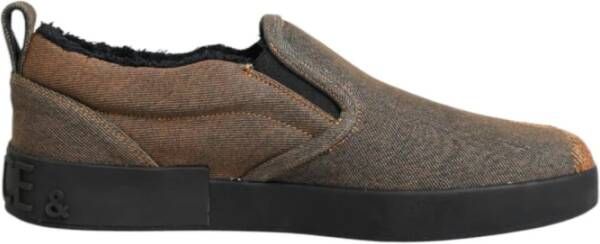 Dolce & Gabbana Bruine Katoenen Instap Sneakers