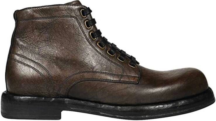 Dolce & Gabbana Bruine Leren Enkellaarzen Aw23