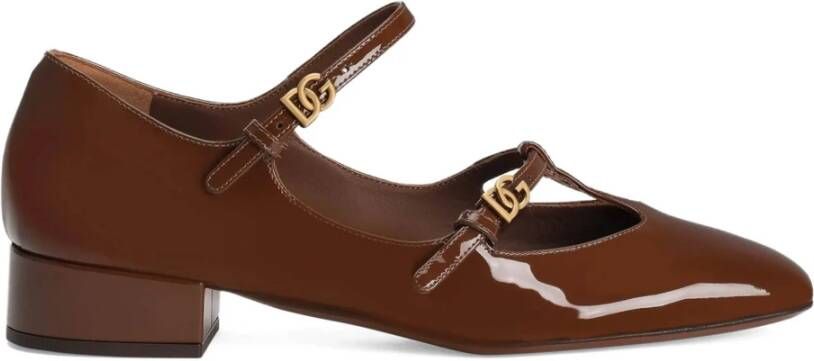 Dolce & Gabbana Bruine Leren Hakken Schoenen Gemaakt in Italië