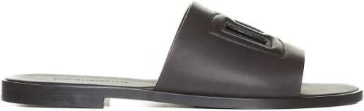 Dolce & Gabbana Gestikte leren slides met uitgesneden details Black Heren