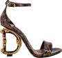 Dolce & Gabbana Bruine Patentleren Dierenprint Sandalen Brown Dames - Thumbnail 1