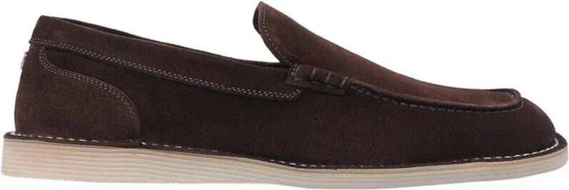 Dolce & Gabbana Bruine Platte Schoenen Logo Plaque Brown Heren