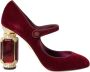 Dolce & Gabbana Bordeaux Goud Fluweel Mary Jane Hakken Red Dames - Thumbnail 1