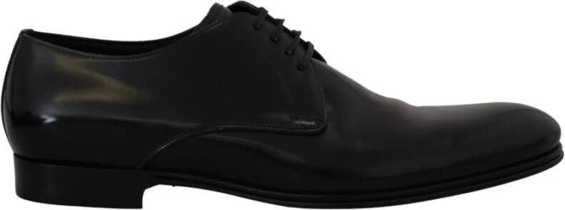 Dolce & Gabbana Zwarte Leren Formele Jurkschoenen Italiaanse Stijl Black Heren