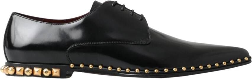 Dolce & Gabbana Zwarte Derby Schoenen met Gouden Studs Black Heren