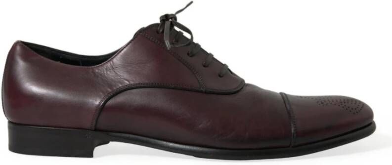 Dolce & Gabbana Bordeaux Leren Derby Schoenen Brown Heren