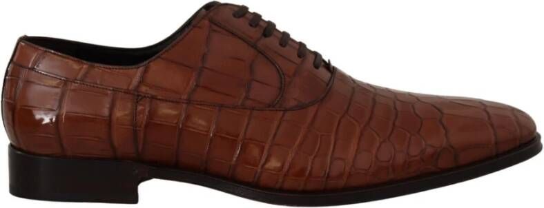 Dolce & Gabbana Bruine Krokodillenleren Heren Derby Schoenen Brown Heren